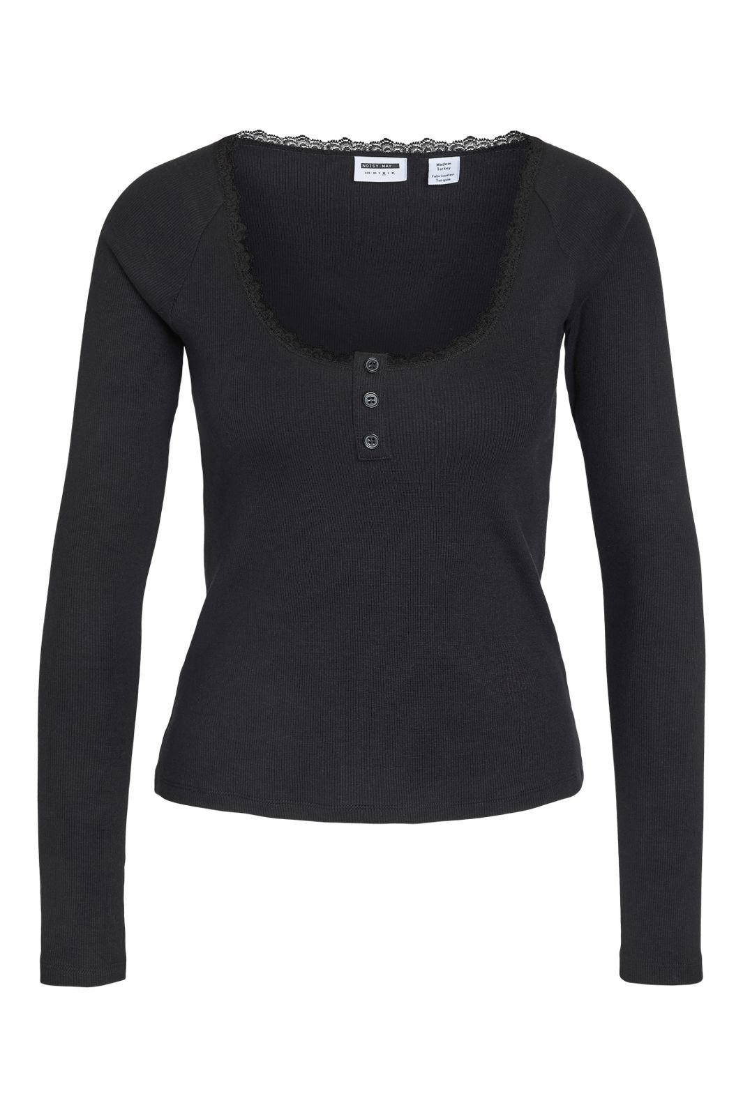 Noisy May - Nmmaya L/S Lace Henley Top - 5024310 Black
