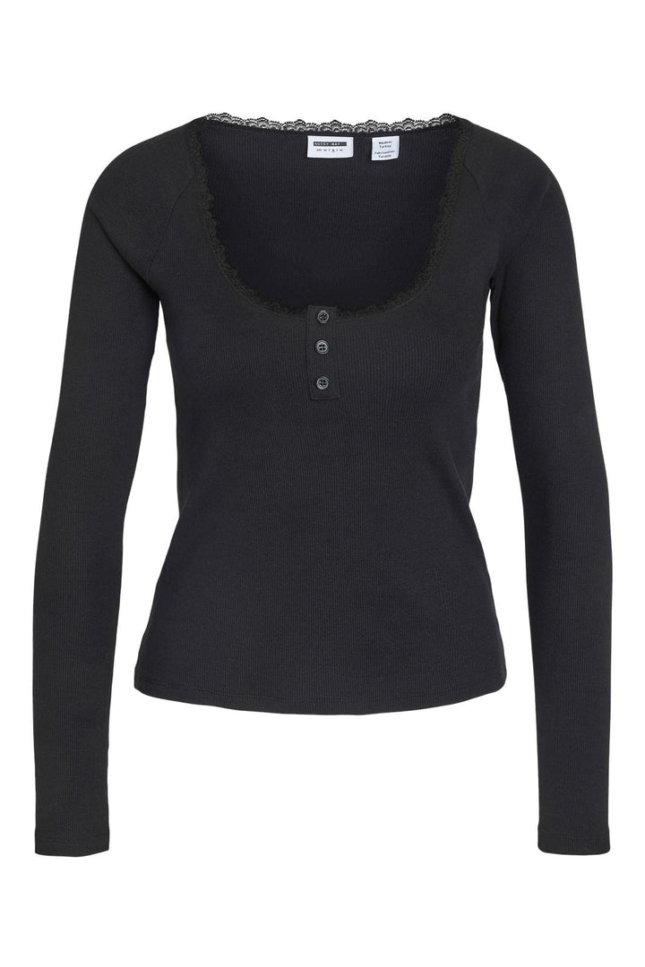 Noisy May - Nmmaya L/S Lace Henley Top - 5024310 Black