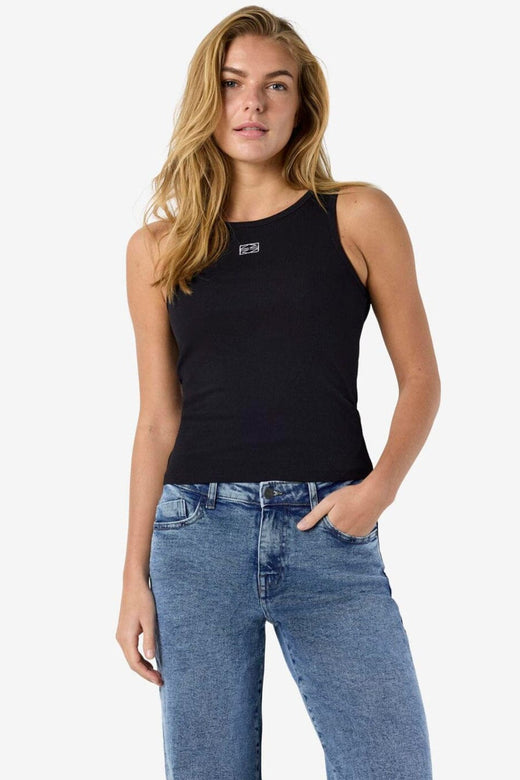 Noisy May - Nmmaya S/L Regular Tank Top - 4975876 Black White Emb