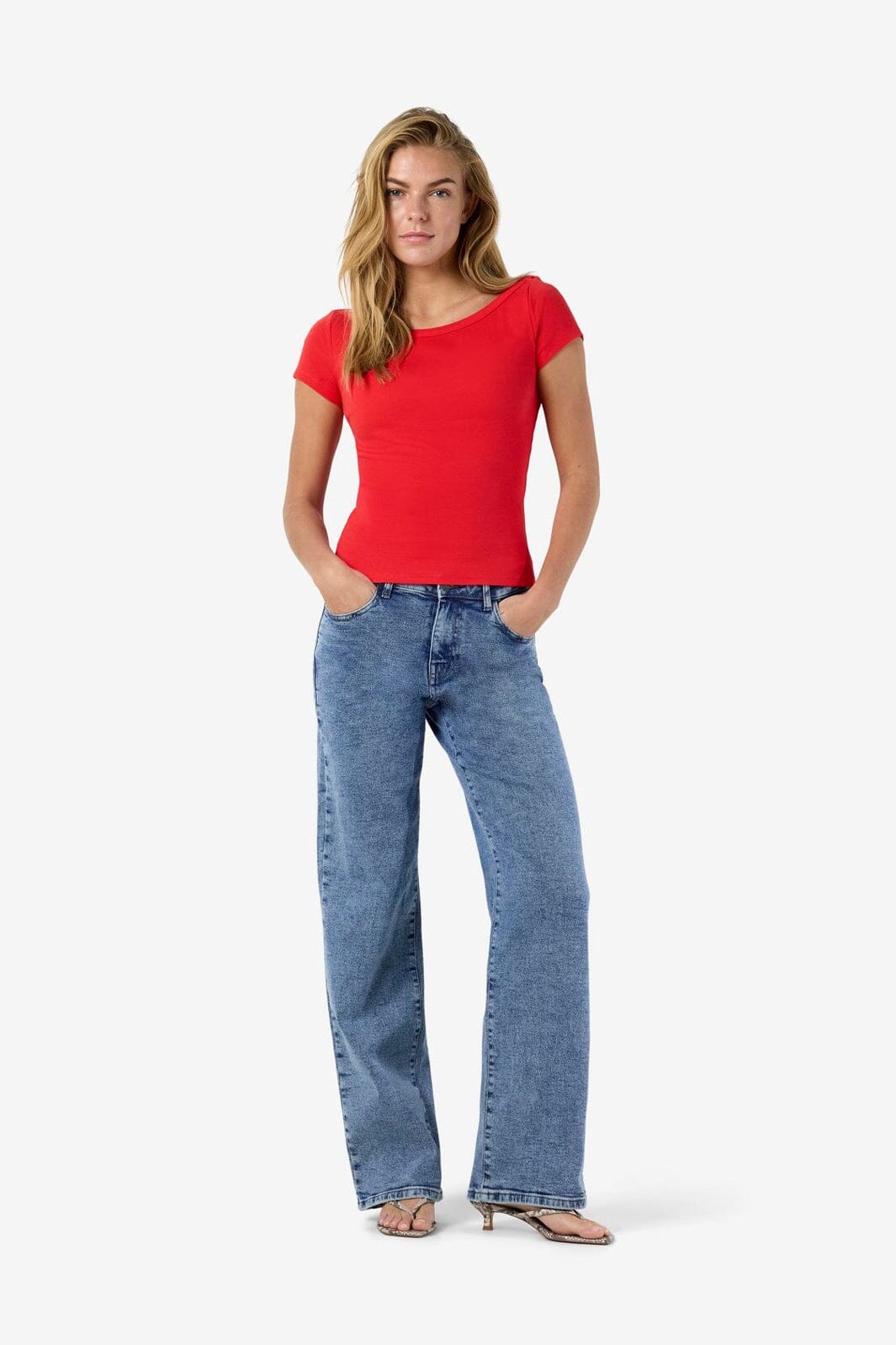 Noisy May - Nmmaya S/S Boatneck Top - 4915903 Tomato