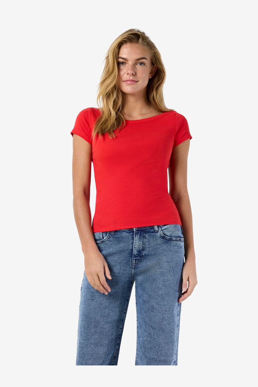 Noisy May - Nmmaya S/S Boatneck Top - 4915903 Tomato