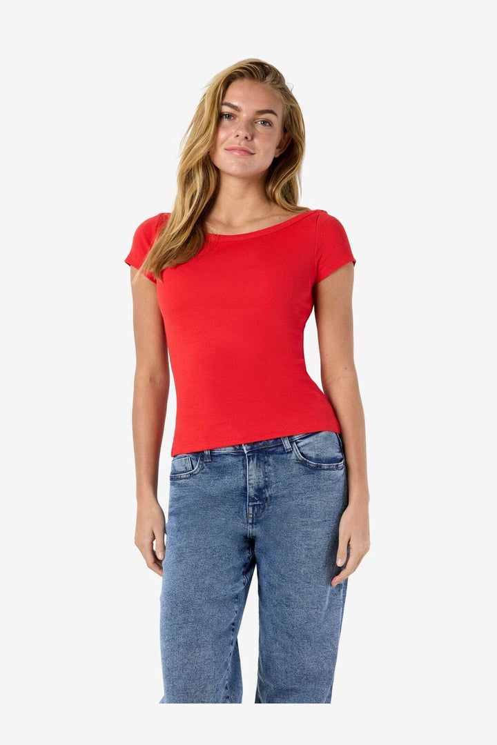 Noisy May - Nmmaya S/S Boatneck Top - 4915903 Tomato