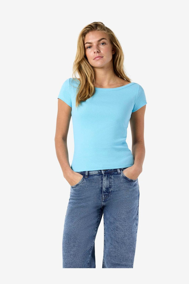 Noisy May - Nmmaya S/S Boatneck Top - 4915904 Baltic Sea