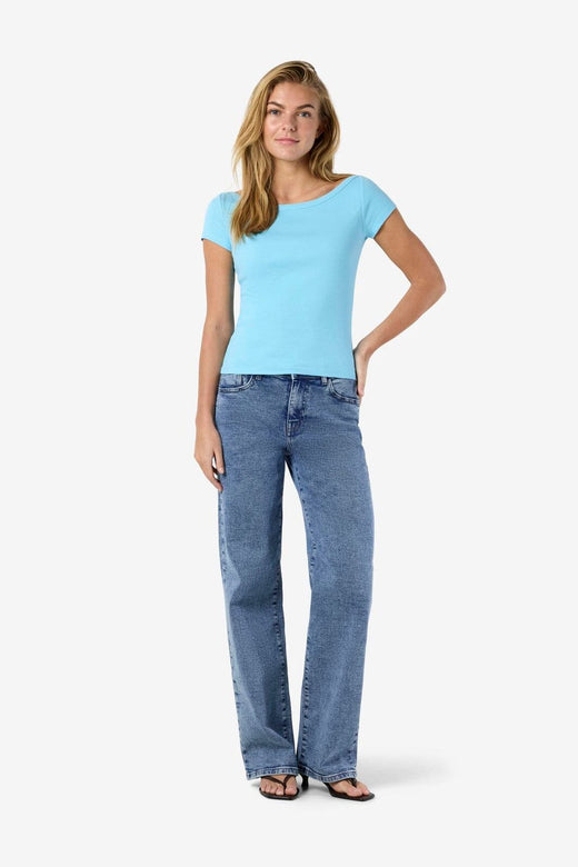 Noisy May - Nmmaya S/S Boatneck Top - 4915904 Baltic Sea