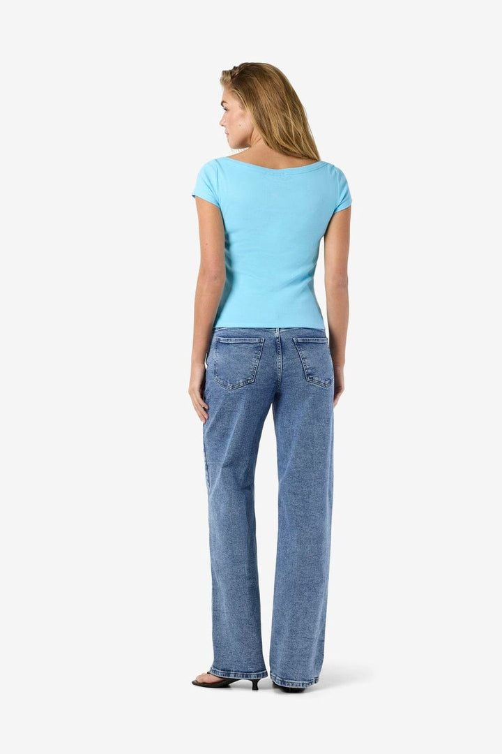 Noisy May - Nmmaya S/S Boatneck Top - 4915904 Baltic Sea