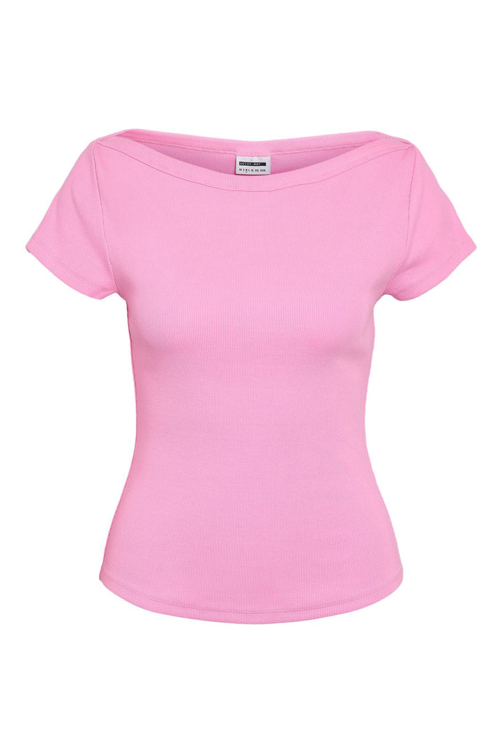 Noisy May - Nmmaya S/S Boatneck Top - 4915908 Begonia Pink