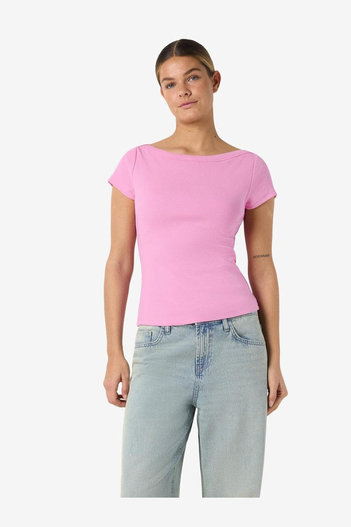 Noisy May - Nmmaya S/S Boatneck Top - 4915908 Begonia Pink