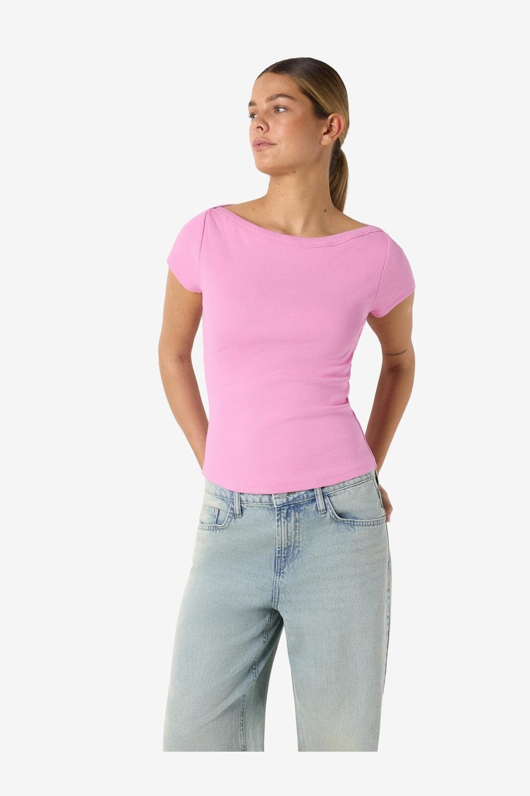 Noisy May - Nmmaya S/S Boatneck Top - 4915908 Begonia Pink