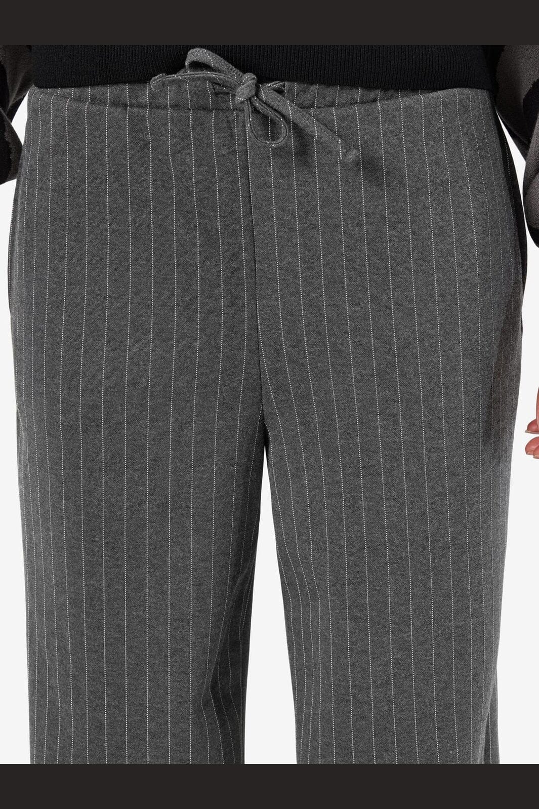 Noisy May - Nmmiel Nw Pinstripe Wide Pants Fwd - 4819975 Dark Grey Melange Bw Pinstripes