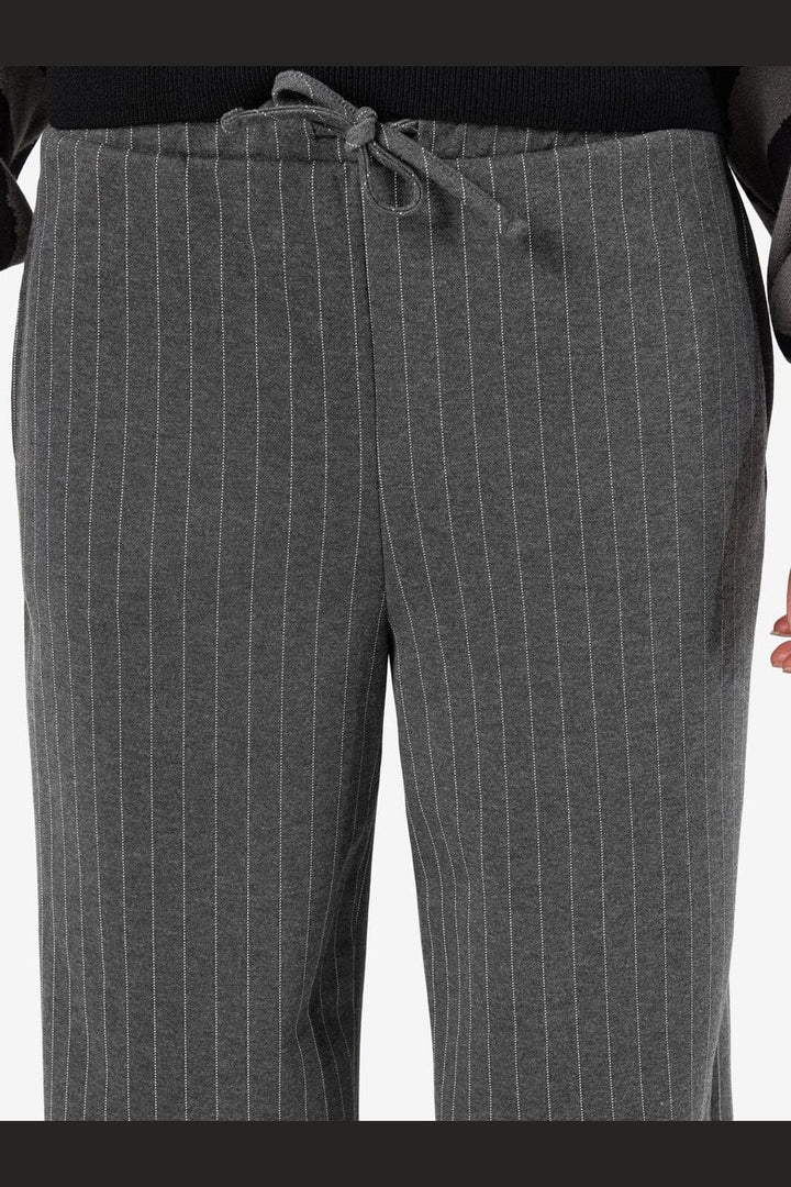 Noisy May - Nmmiel Nw Pinstripe Wide Pants Fwd - 4819975 Dark Grey Melange Bw Pinstripes