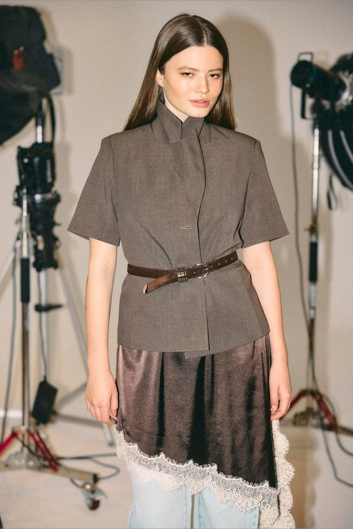 Noisy May - Nmmonna Fitted S/S Blazer - 5115568 Chocolate Brown