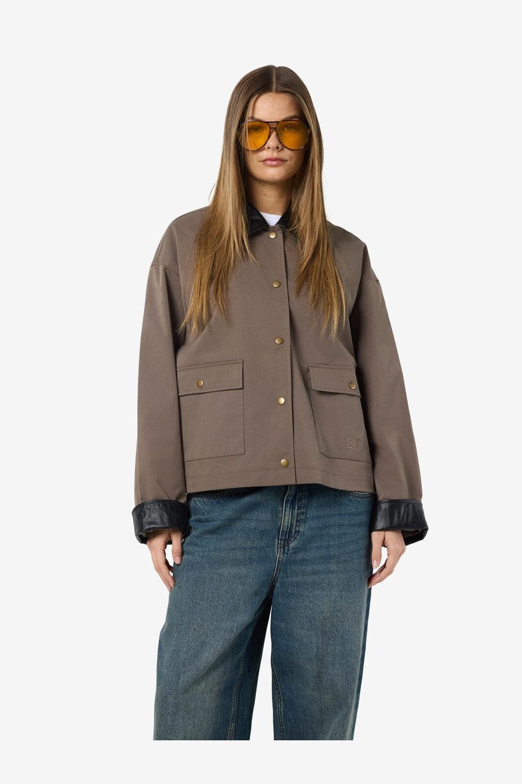 Noisy May - Nmnora Pu Collar Jacket Dd - 4788717 Morel Black