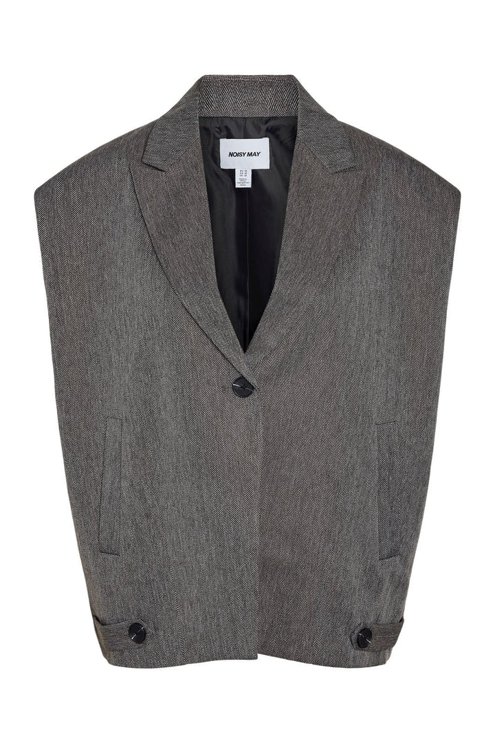 Noisy May - Nmremy S/L Waistcoat Tlr - 5056931 Dark Grey Herringbone