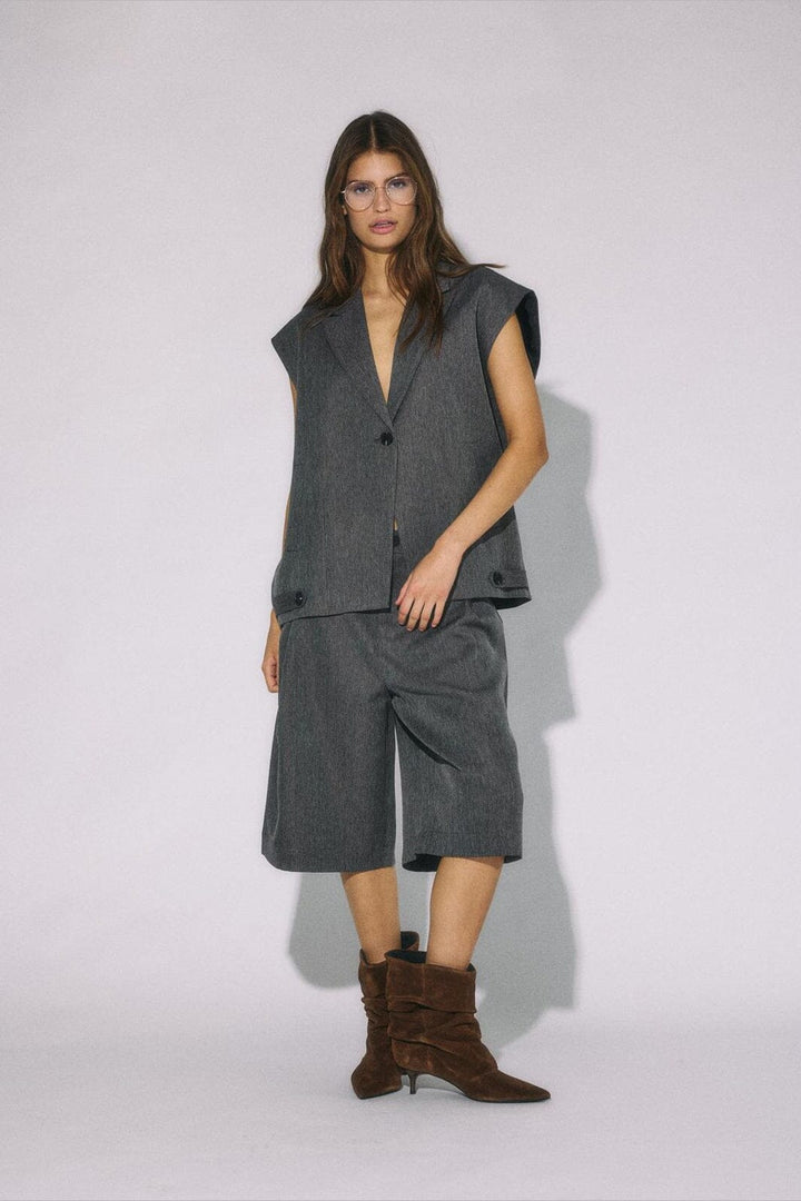 Noisy May - Nmremy S/L Waistcoat Tlr - 5056931 Dark Grey Herringbone