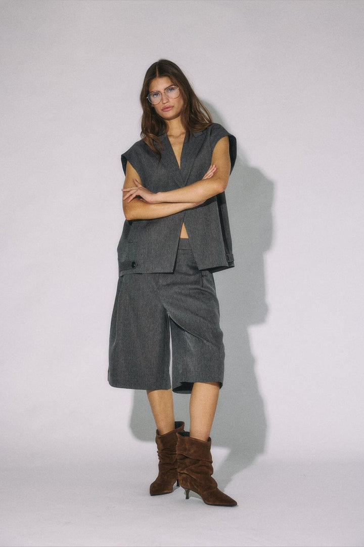 Noisy May - Nmremy S/L Waistcoat Tlr - 5056931 Dark Grey Herringbone