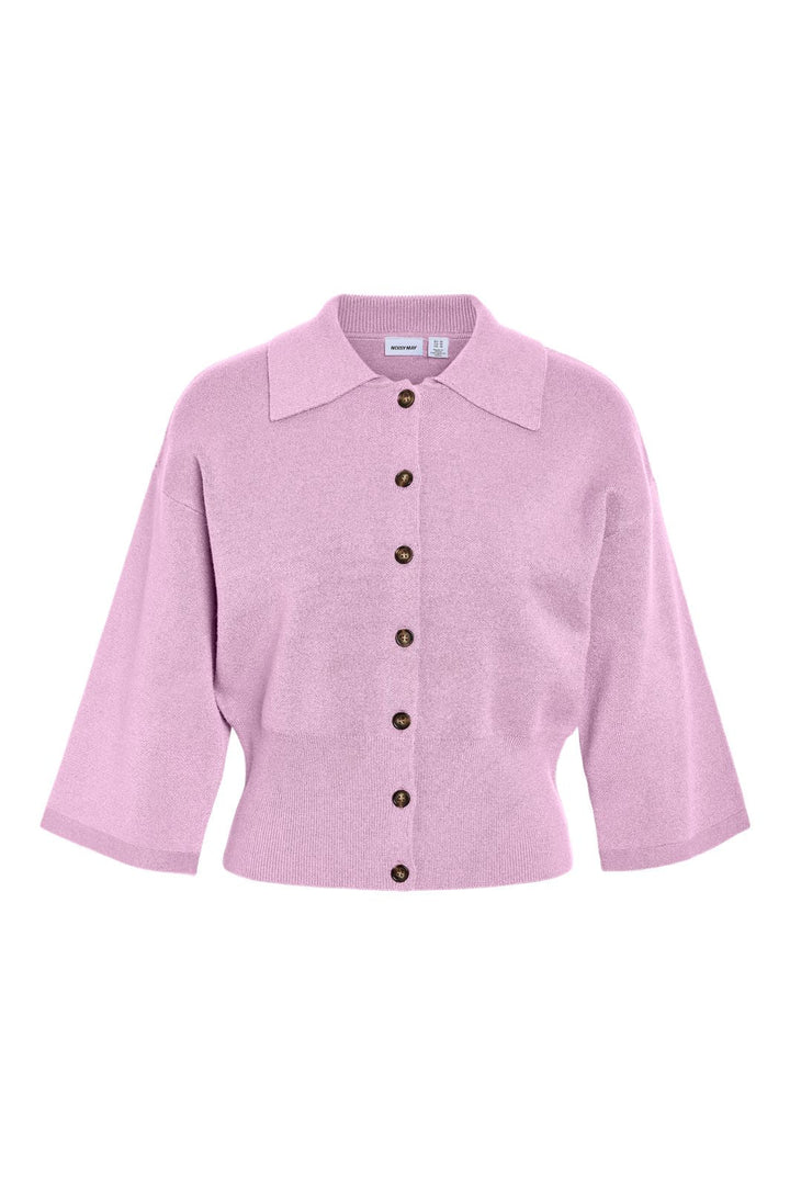 Noisy May - Nmshyla 3/4 Sleeve Knit Polo Cardigan - 5215425 Pirouette