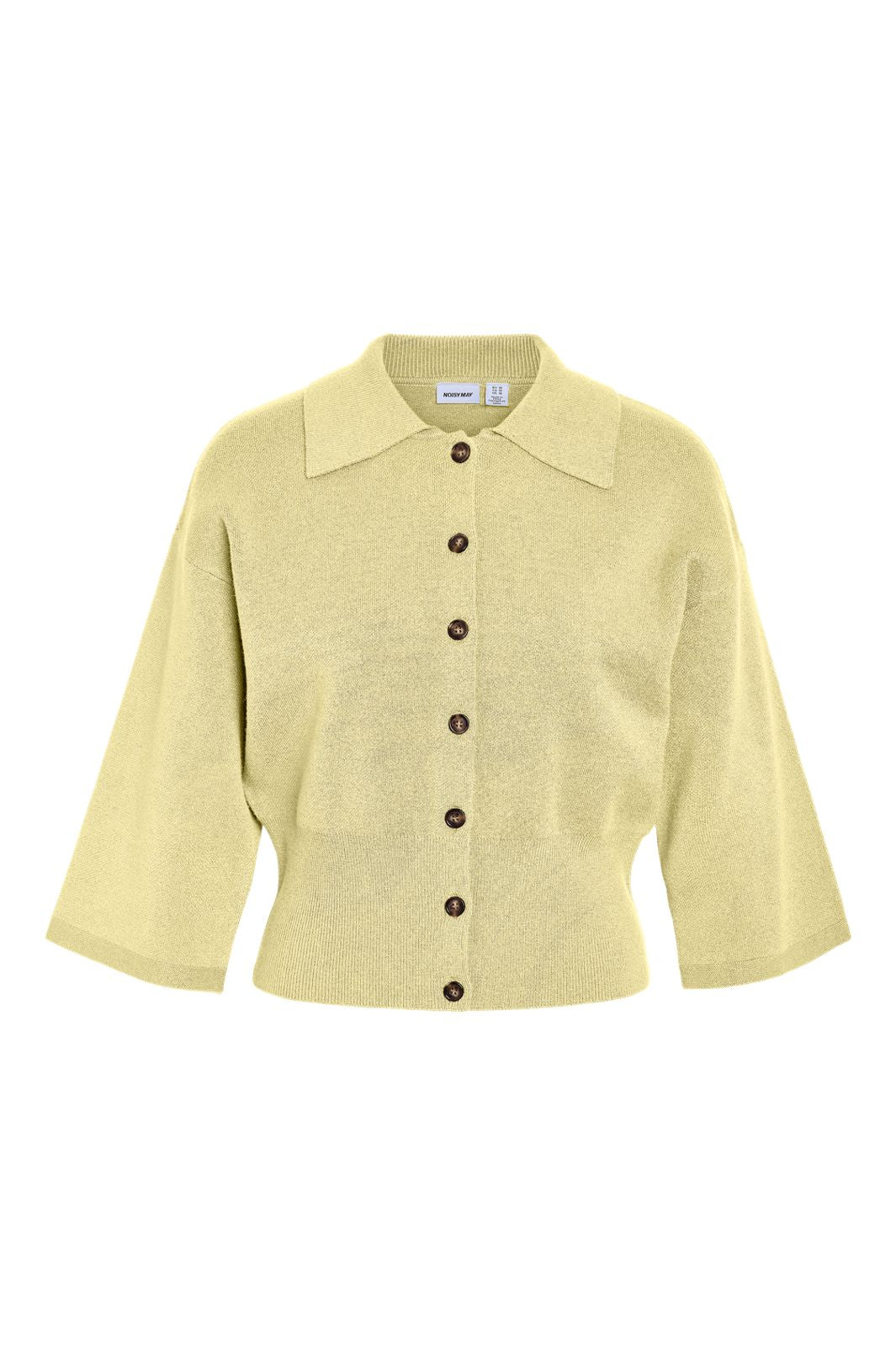 Noisy May - Nmshyla 3/4 Sleeve Knit Polo Cardigan - 5215426 French Vanilla