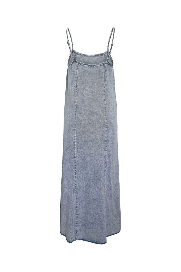 Noisy May - Nmsigne S/L Maxi Dress With Slit - 4984449 Light Blue Denim