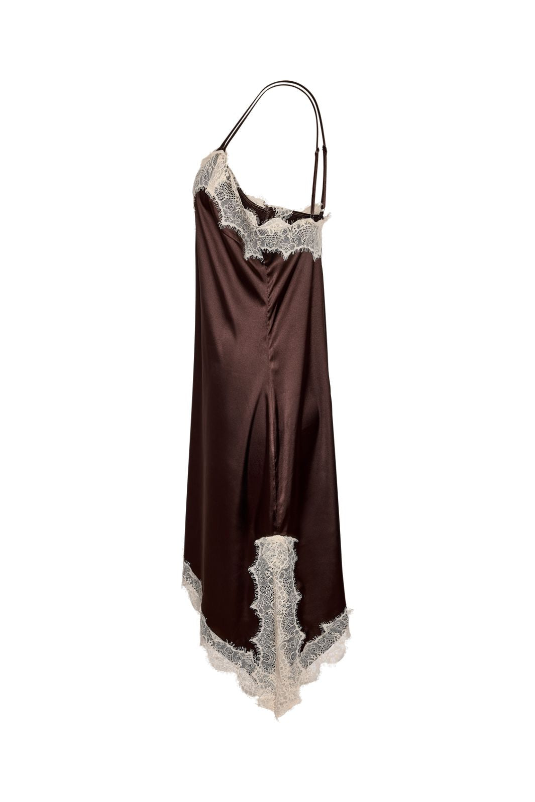 Noisy May - Nmsofie S/L Satin Lace Dress /Tnt8 - 5106053 Chocolate Brown Birch Lace