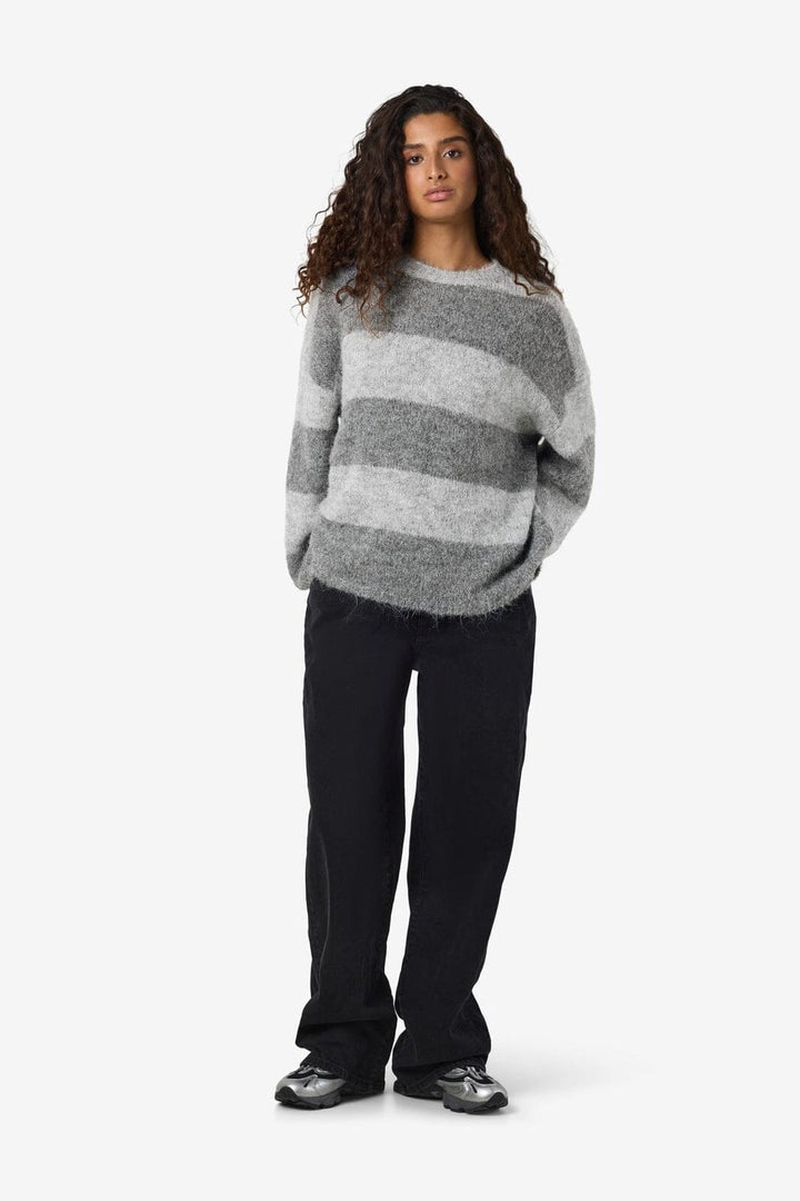 Noisy May - Nmsutton L/S Oversized Knit Fwd - 4563314 Light Grey Melange Medium Grey Melange