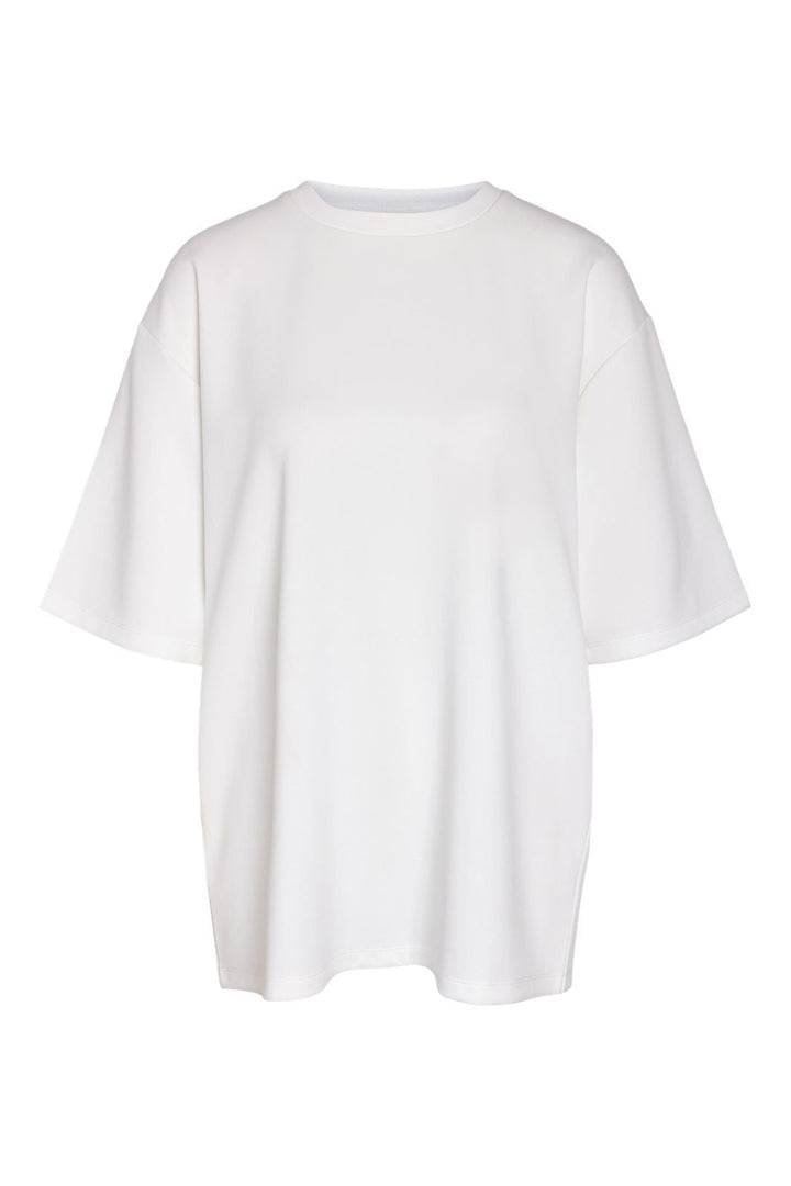 Noisy May - Nmtara S/S Oversize Bow T-Shirt - 5165147 Cloud Dancer White Satin Bow
