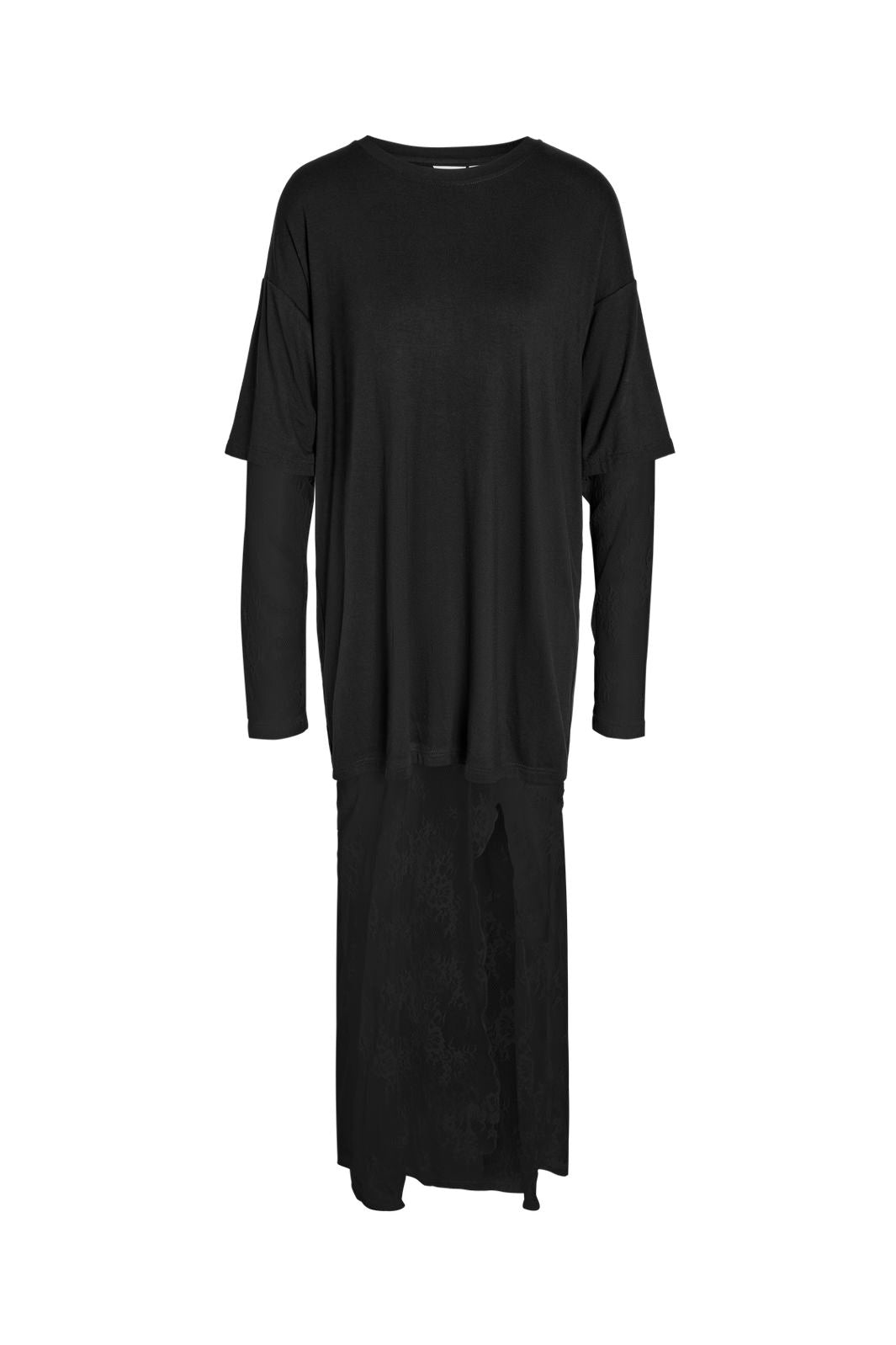 Noisy May - Nmtika L/S Lace Insert Long Dress Tnt/17 - 5165867 Black Black Lace