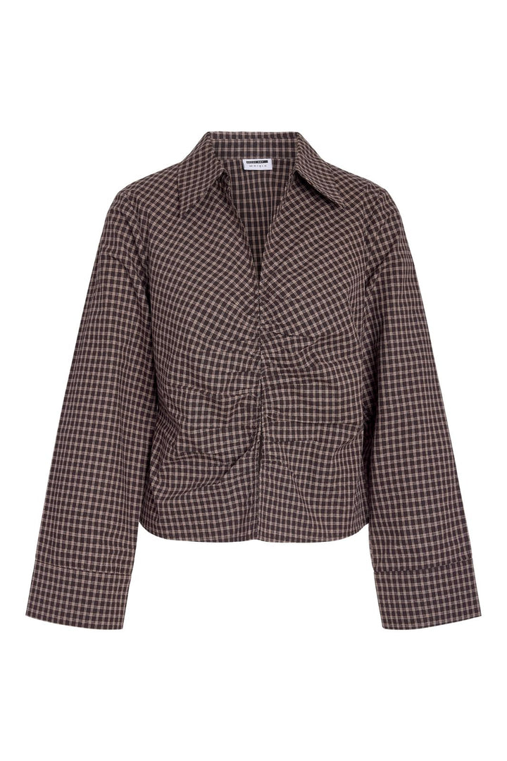 Noisy May - Nmtrix L/S Hook Check Shirt Tnt/17 - 5185486 Chocolate Brown Beige