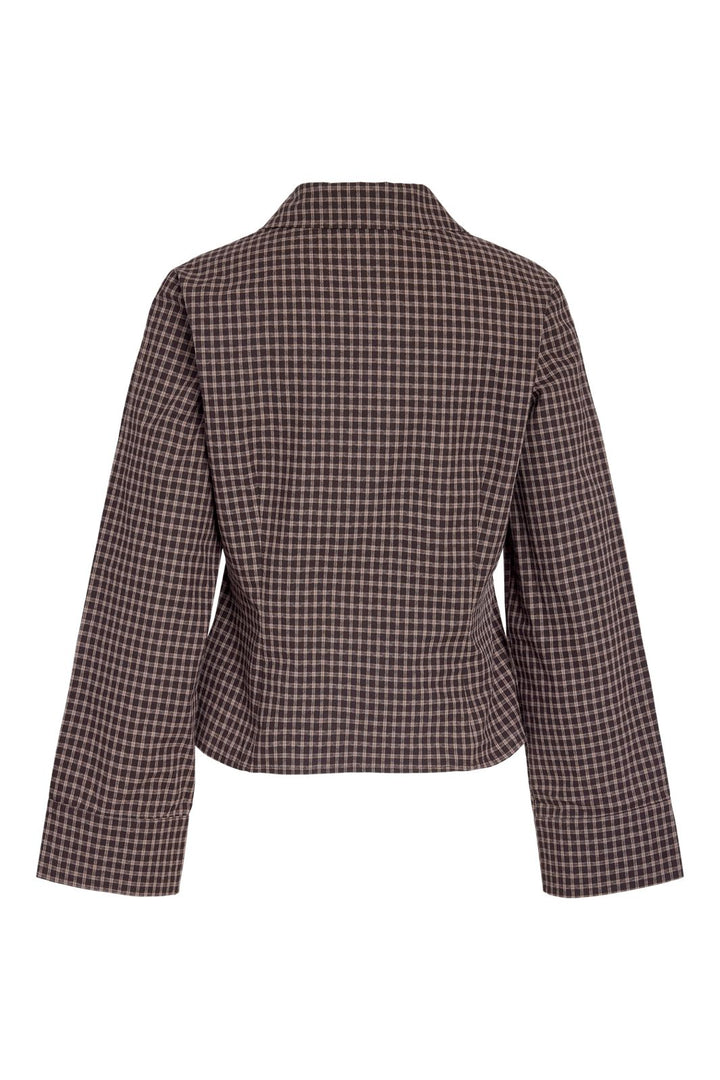 Noisy May - Nmtrix L/S Hook Check Shirt Tnt/17 - 5185486 Chocolate Brown Beige