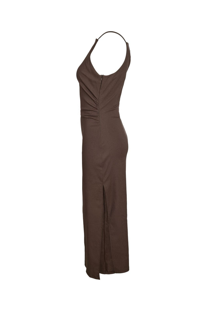Noisy May - Nmwayne Mia S/L Long Dress - 4980193 Chocolate Brown
