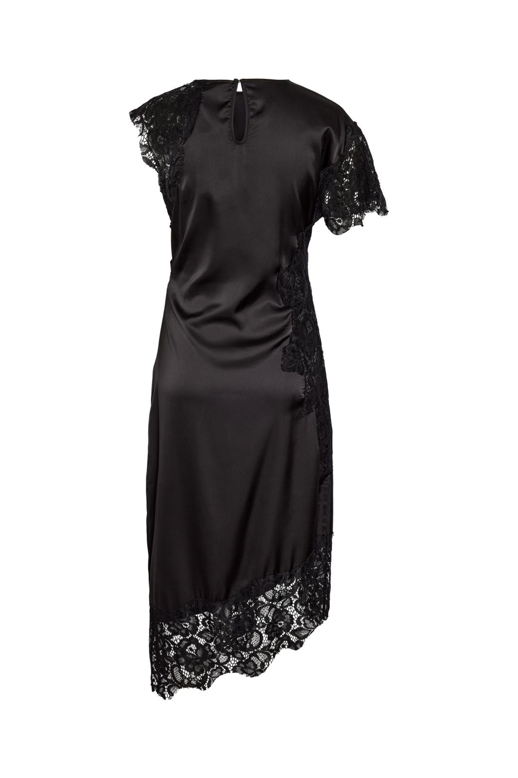 Noisy May - Nmwren S/S Satin Lace Long Dress - 5109587 Black