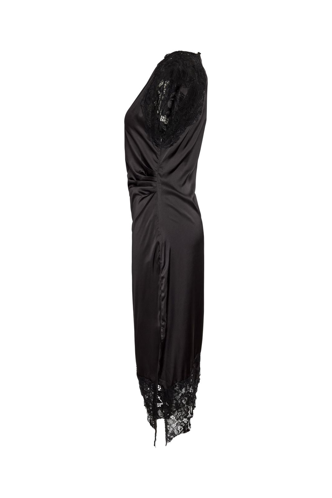 Noisy May - Nmwren S/S Satin Lace Long Dress - 5109587 Black