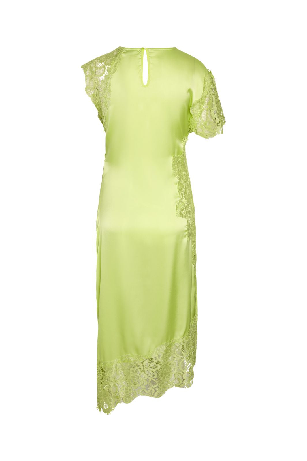 Noisy May - Nmwren S/S Satin Lace Long Dress - 5109589 Daiquiri Green