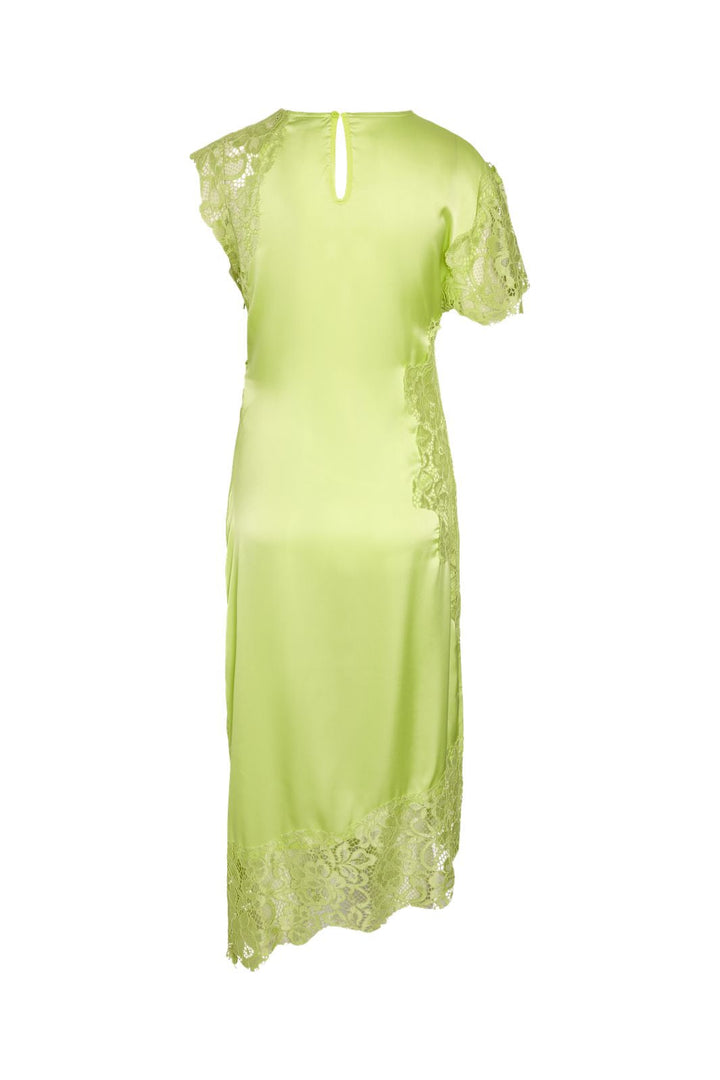 Noisy May - Nmwren S/S Satin Lace Long Dress - 5109589 Daiquiri Green