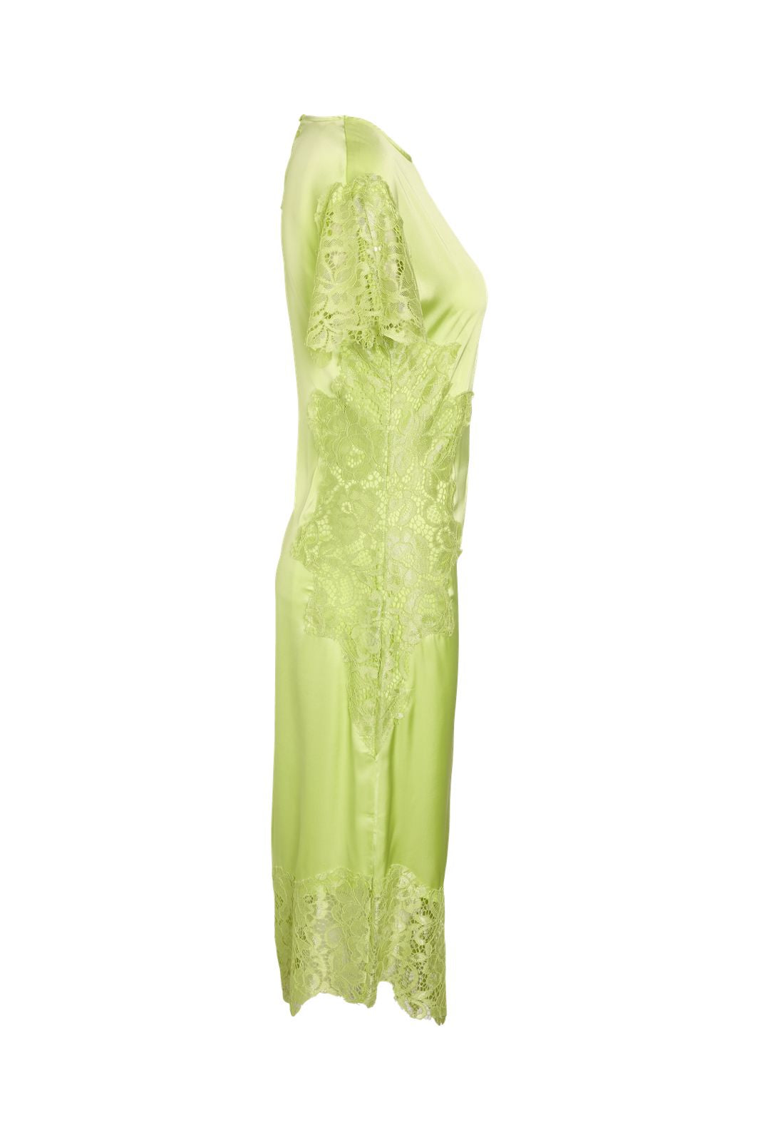 Noisy May - Nmwren S/S Satin Lace Long Dress - 5109589 Daiquiri Green
