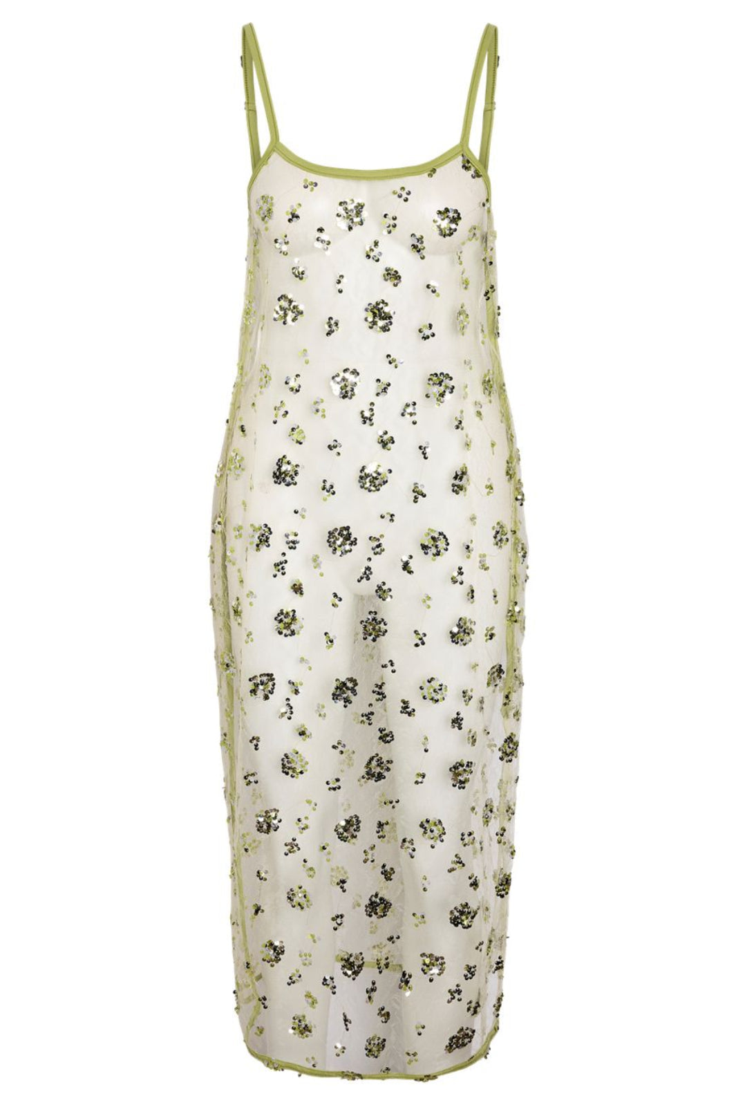 Noisy May - Nmzigga S/L Sequin Mesh Dress - 5111606 Daiquiri Green
