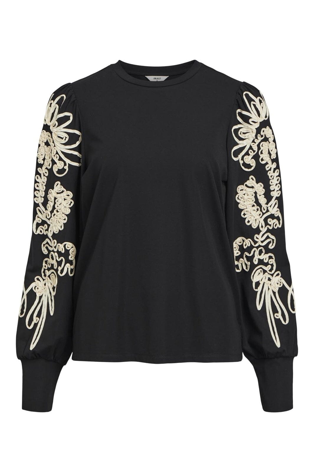 Object - Objcaroline Joana L/S Top - 4582747 Black Sandshell Tape