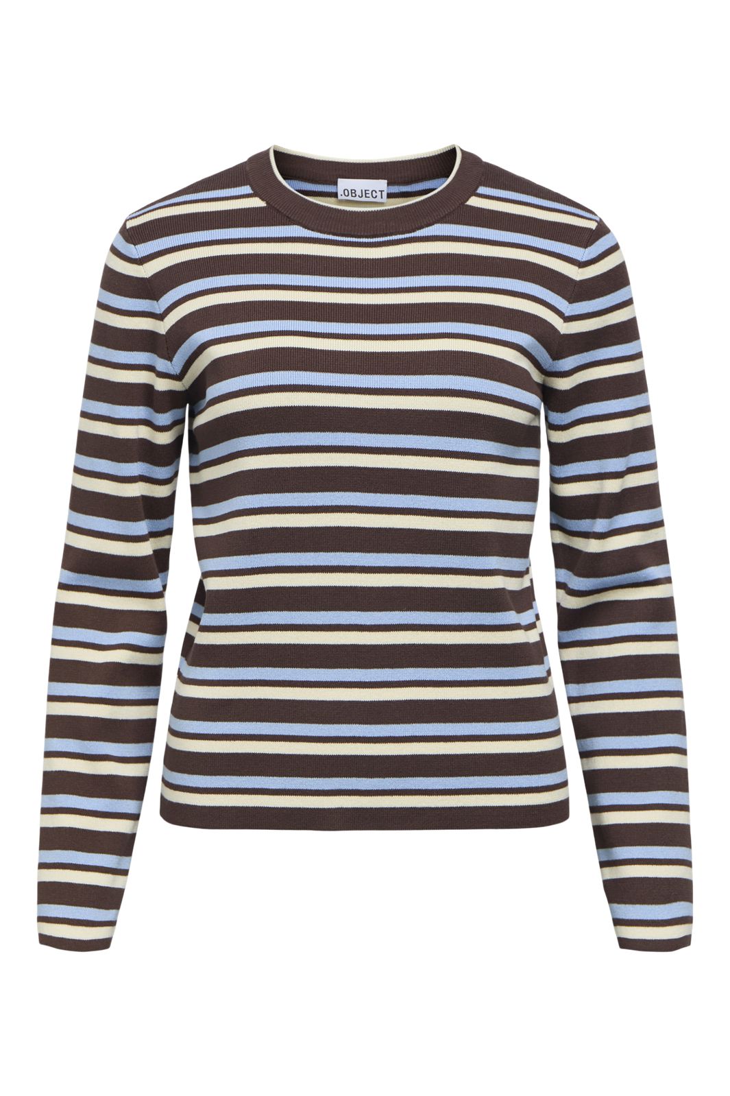Object - Objester L/S Re Knit Pullover - 5162427 Seal Brown Serenity + Birch