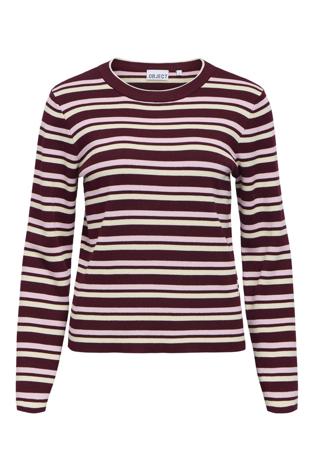 Object - Objester L/S Re Knit Pullover - 5162428 Windsor Wine Roseate Spoonbill + Birch