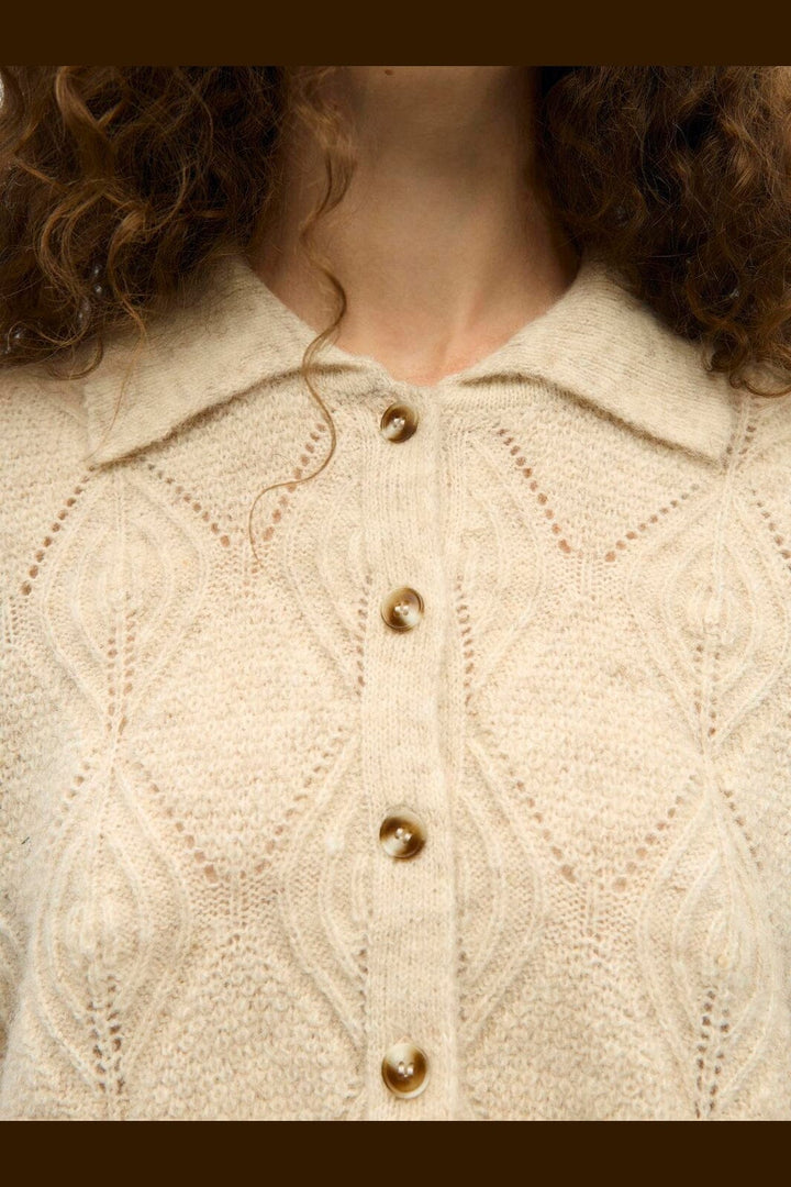 Object - Objkaisa Flora 3/4 Lo Knit Cardigan - 5049309 Birch Melange