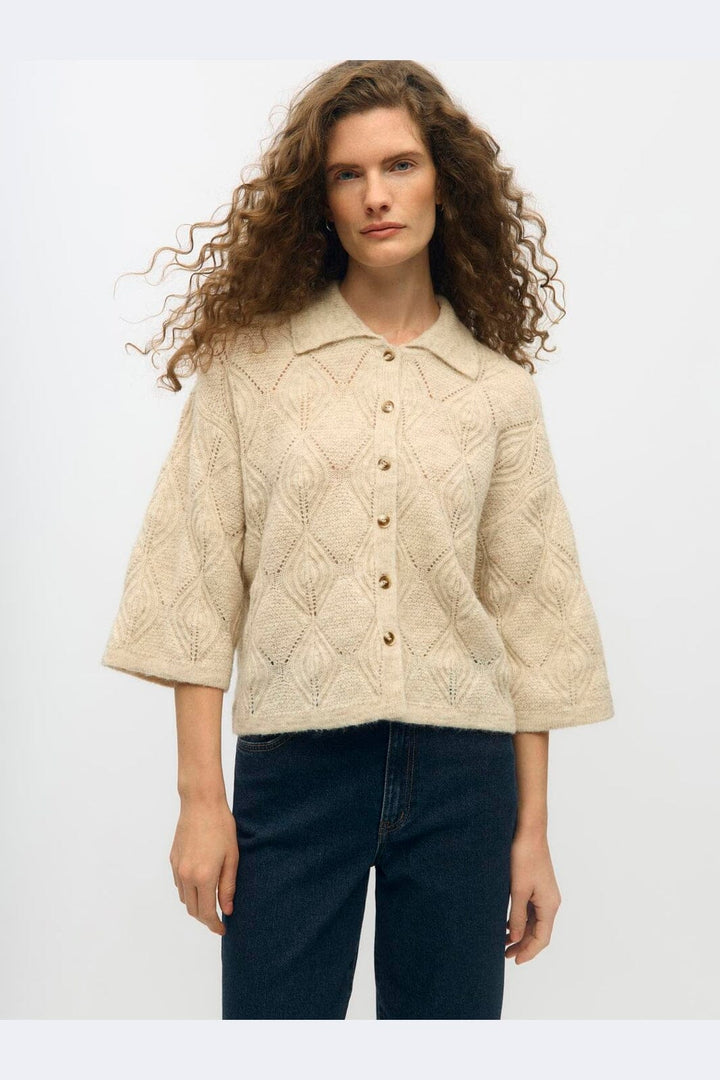 Object - Objkaisa Flora 3/4 Lo Knit Cardigan - 5049309 Birch Melange