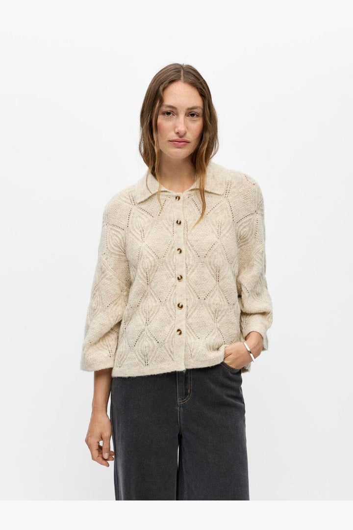 Object - Objkaisa Flora 3/4 Lo Knit Cardigan - 5049309 Birch Melange