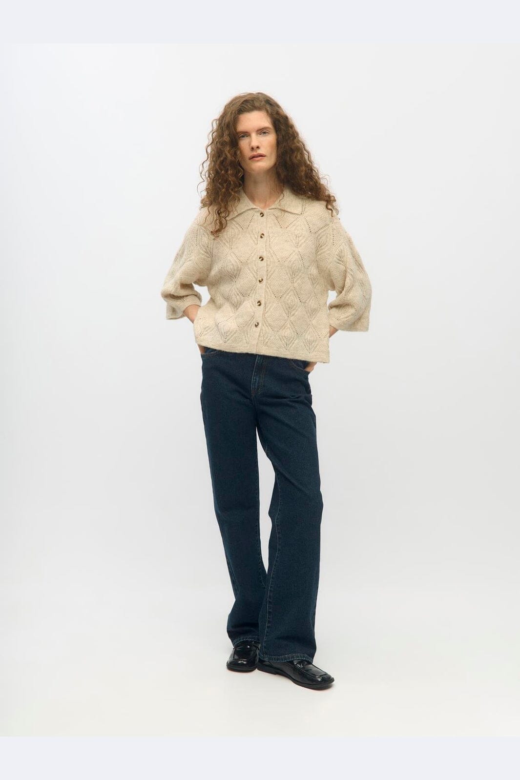 Object - Objkaisa Flora 3/4 Lo Knit Cardigan - 5049309 Birch Melange