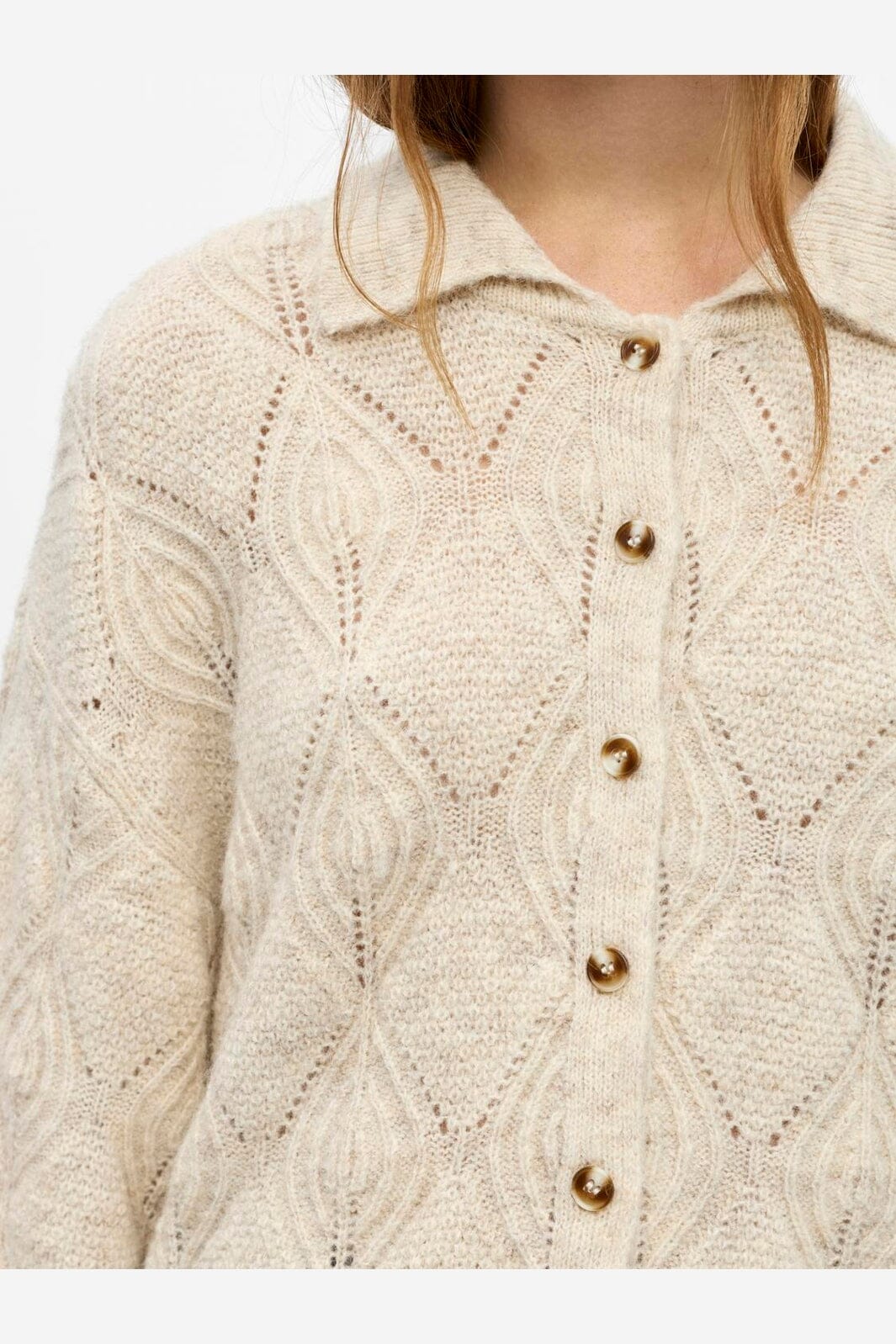 Object - Objkaisa Flora 3/4 Lo Knit Cardigan - 5049309 Birch Melange