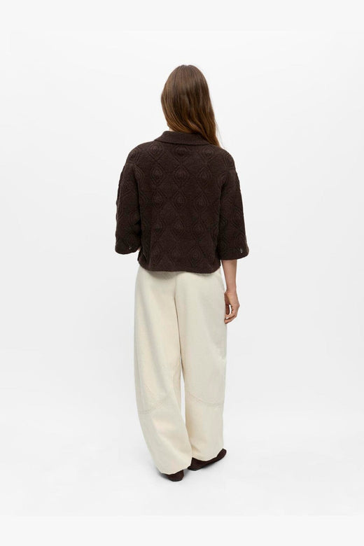 Object - Objkaisa Flora 3/4 Lo Knit Cardigan - 5108699 Seal Brown Melange