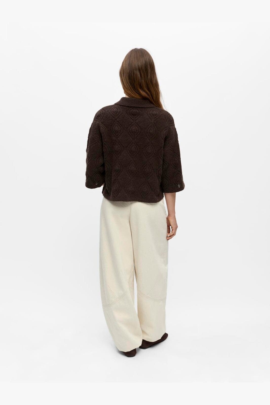 Object - Objkaisa Flora 3/4 Lo Knit Cardigan - 5108699 Seal Brown Melange