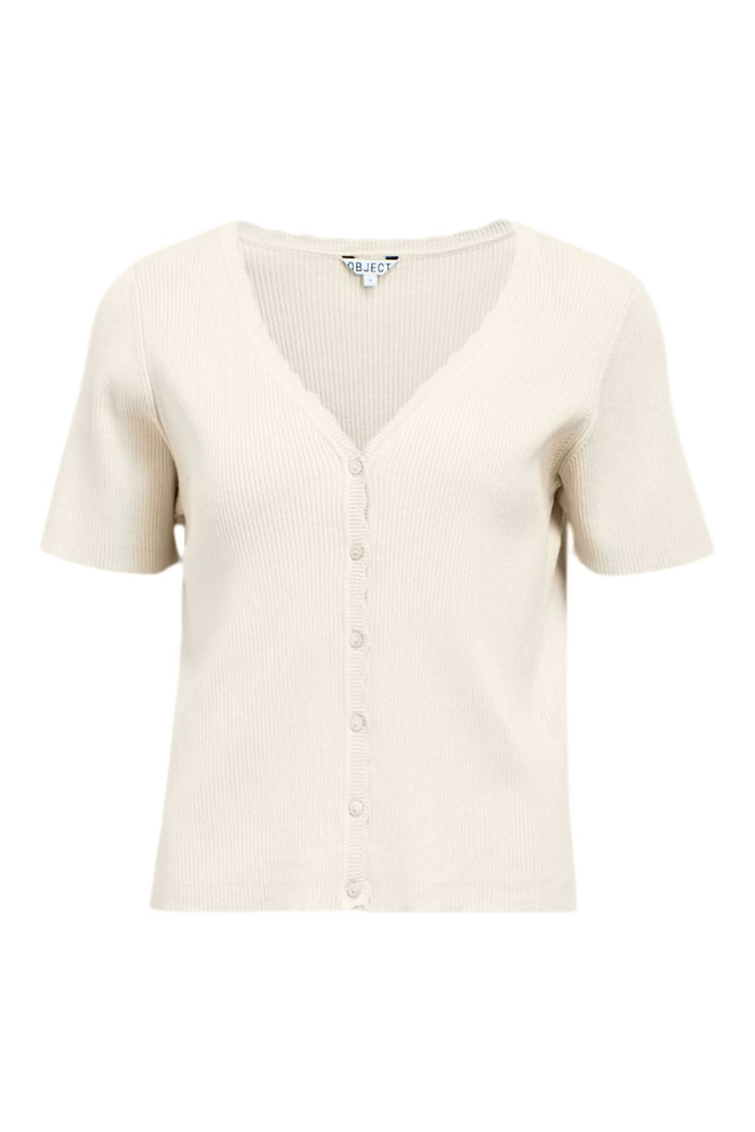 Object - Objkelly S/S Re V-Neck Cardigan - 4961439 Birch