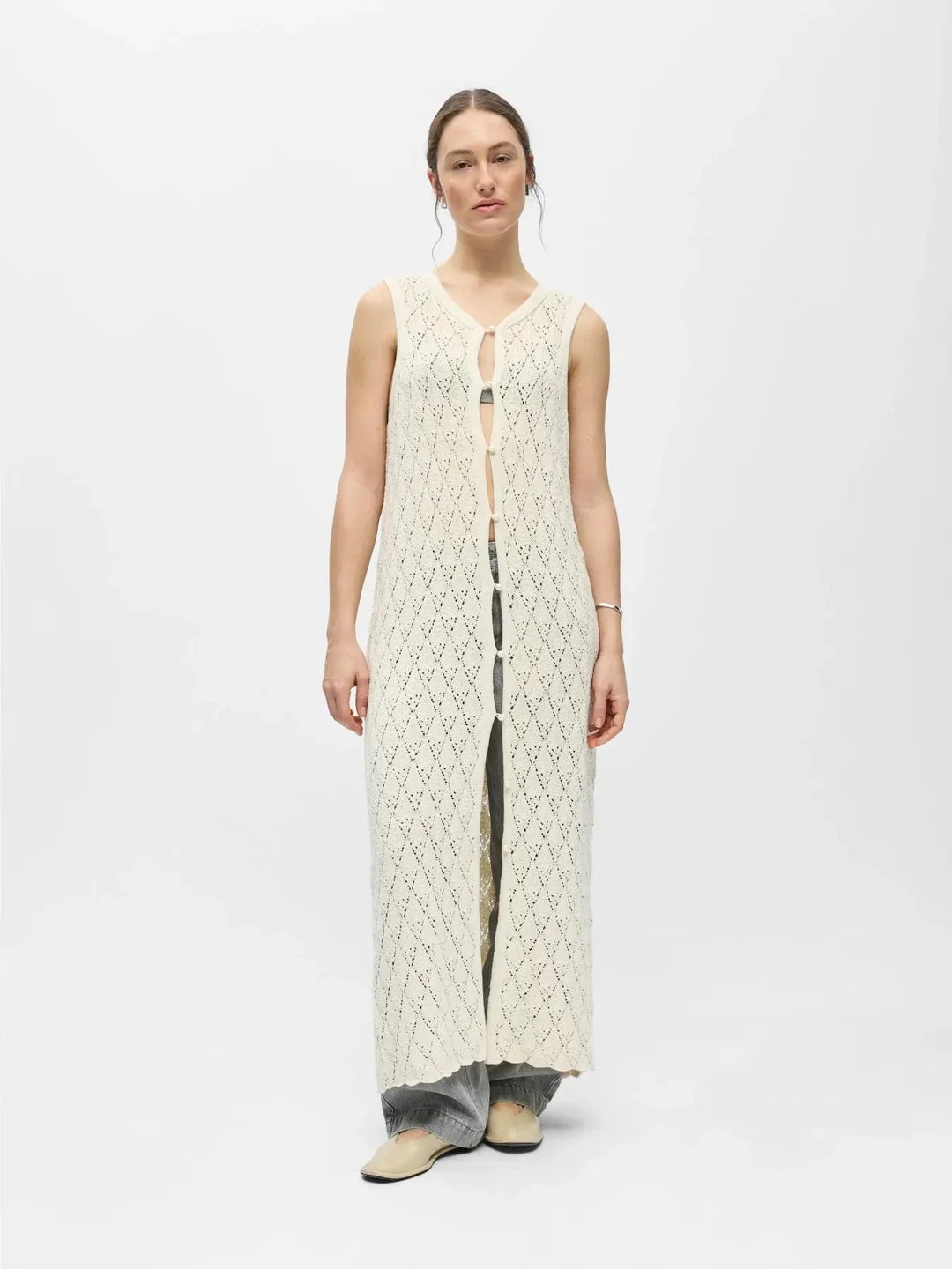 Object - Objkitty S/L Re Knit Dress 144 - 5010340 Birch Kjoler 