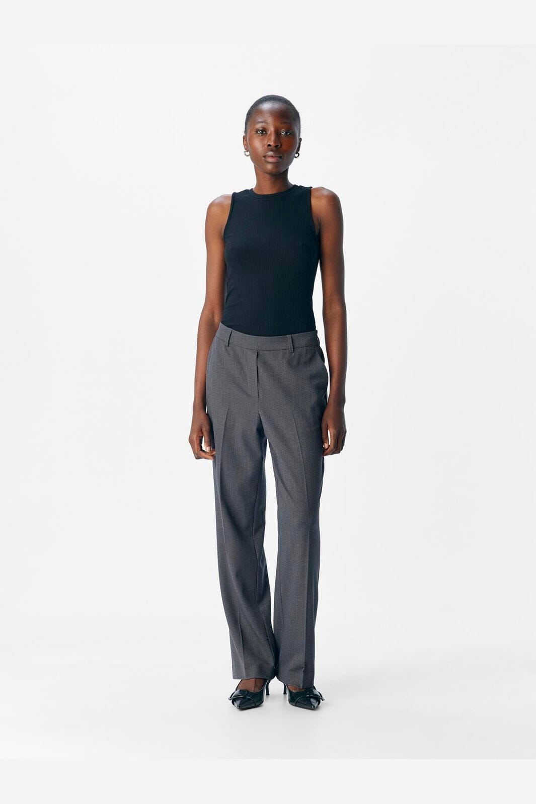 Object - Objlisa Straight Pant - 4886360 Medium Grey Melange