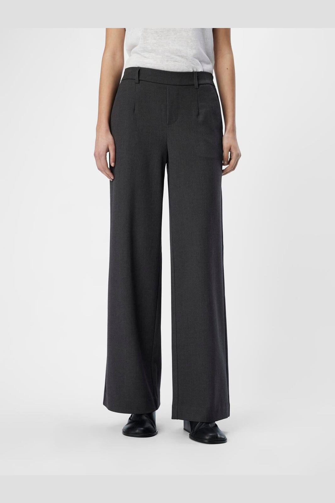 Object - Objlisa Wide Pant - 4637387 Medium Grey Melange