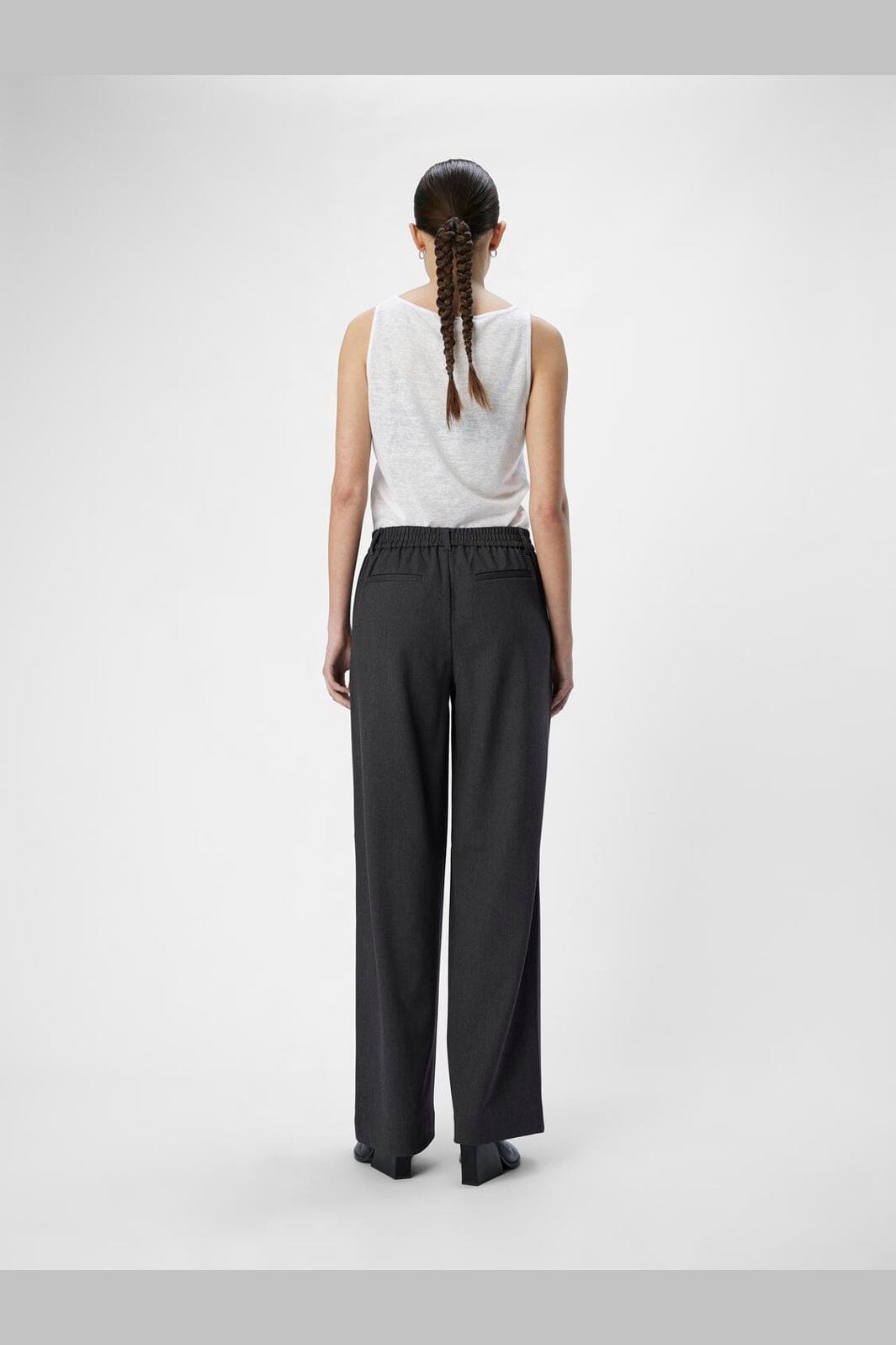 Object - Objlisa Wide Pant - 4637387 Medium Grey Melange